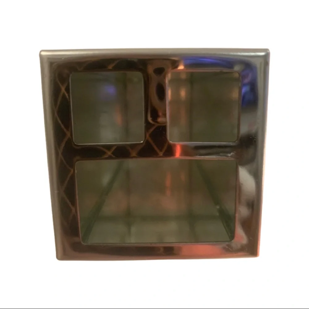 Mirrored makeup brush container